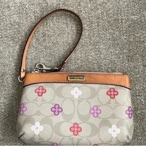 Coach Gray and Tan Clutch Wristlet